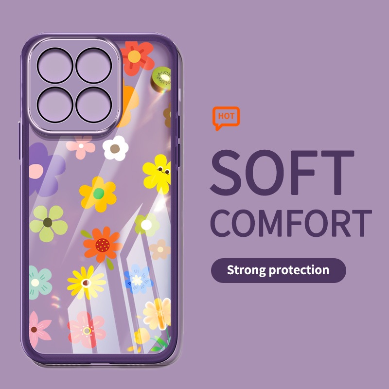 Ốp Điện Thoại Thời Trang YBD Cho Honor X7E X7D 400 Smart X6C X8C X5B X6A Plus X7C X6B X6S X6 X8 X8A X8B Honor 200 Phong Cách Mùa Hè Hoa Đầy Màu Sắc Thông Minh