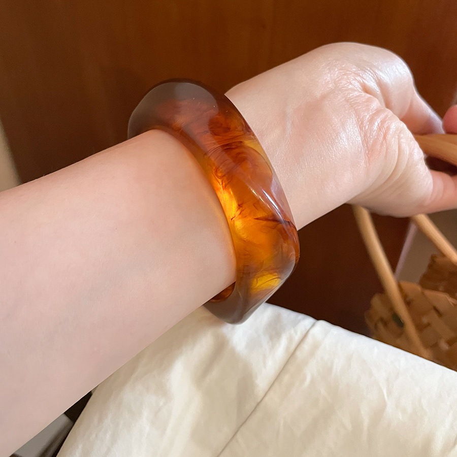 [Jewbeauty] Vòng tay bóng mờ Acrylic thời trang cổ điển Vòng tay đa năng khí chất cá nhân phụ kiện tay
