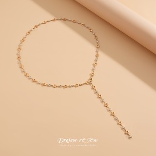 DREJEW Vòng cổ dài hình chữ Y thời trang thanh lịch Quà tặng trang sức nữ