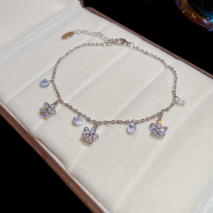 [Jewbeauty] Vòng chân mặt dây chuyền hoa tròn Zircon dành cho nữ nhẹ nhàng sang trọng cao cấp cảm giác thích hợp phụ kiện thời trang đơn giản