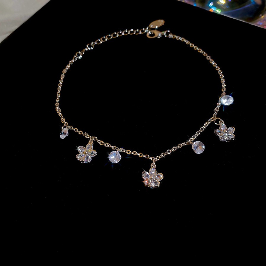 [Jewbeauty] Vòng chân mặt dây chuyền hoa tròn Zircon dành cho nữ nhẹ nhàng sang trọng cao cấp cảm giác thích hợp phụ kiện thời trang đơn giản