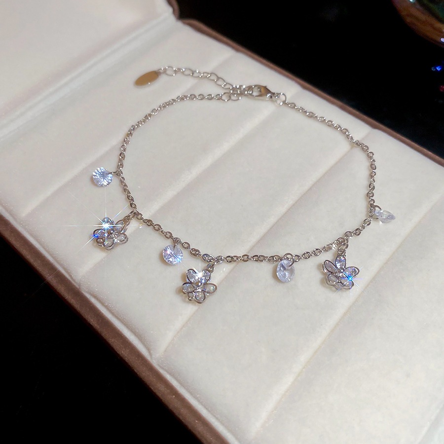 [Jewbeauty] Vòng chân mặt dây chuyền hoa tròn Zircon dành cho nữ nhẹ nhàng sang trọng cao cấp cảm giác thích hợp phụ kiện thời trang đơn giản