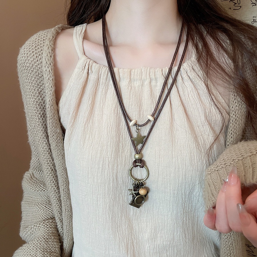 Vòng cổ mặt dây chuyền hình con bướm bằng sáp Bohemian, dây chuyền xương đòn phong cách dân tộc cổ điển, dây chuyền cao cấp dành cho nữ bán buôn