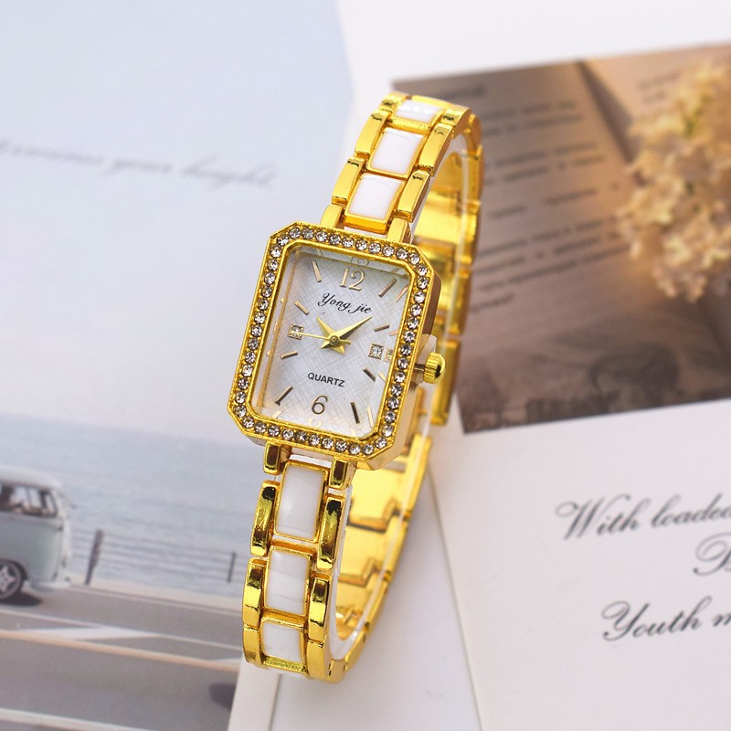 Đồng hồ nữ Danh sách liên kết tay vuông thời trang và thanh lịch Đồng hồ nữ thạch anh đa năng