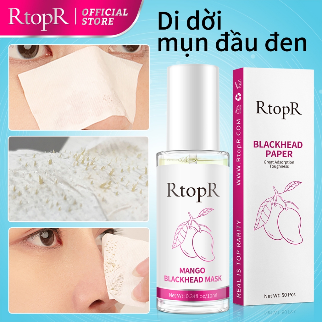 Ảnh Set sản phẩm lột mụn đầu đen RtopR gồm serum + 50 giấy lột mụn cho mũi 10ml RtopR Mango Blackhead Remover Mask Deep Cleans Pores 10ml+50pcs paper 3