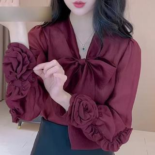 Áo sơ mi dài tay nữ dáng rộng phong cách Hàn Quốc