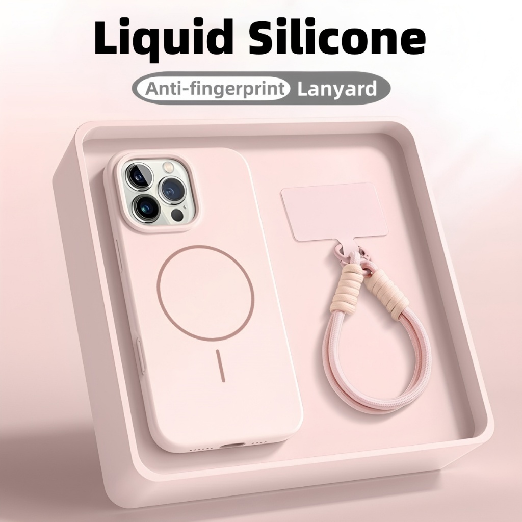 Ốp điện thoại mềm silicon chống vân tay mới mờ cho iPhone 16 15 14 13 12 11 Pro Max Ốp lưng Dây buộc 16pro sang trọng từ tính chống sốc 15pro Ốp lưng 13pro màu hồng - ảnh 4