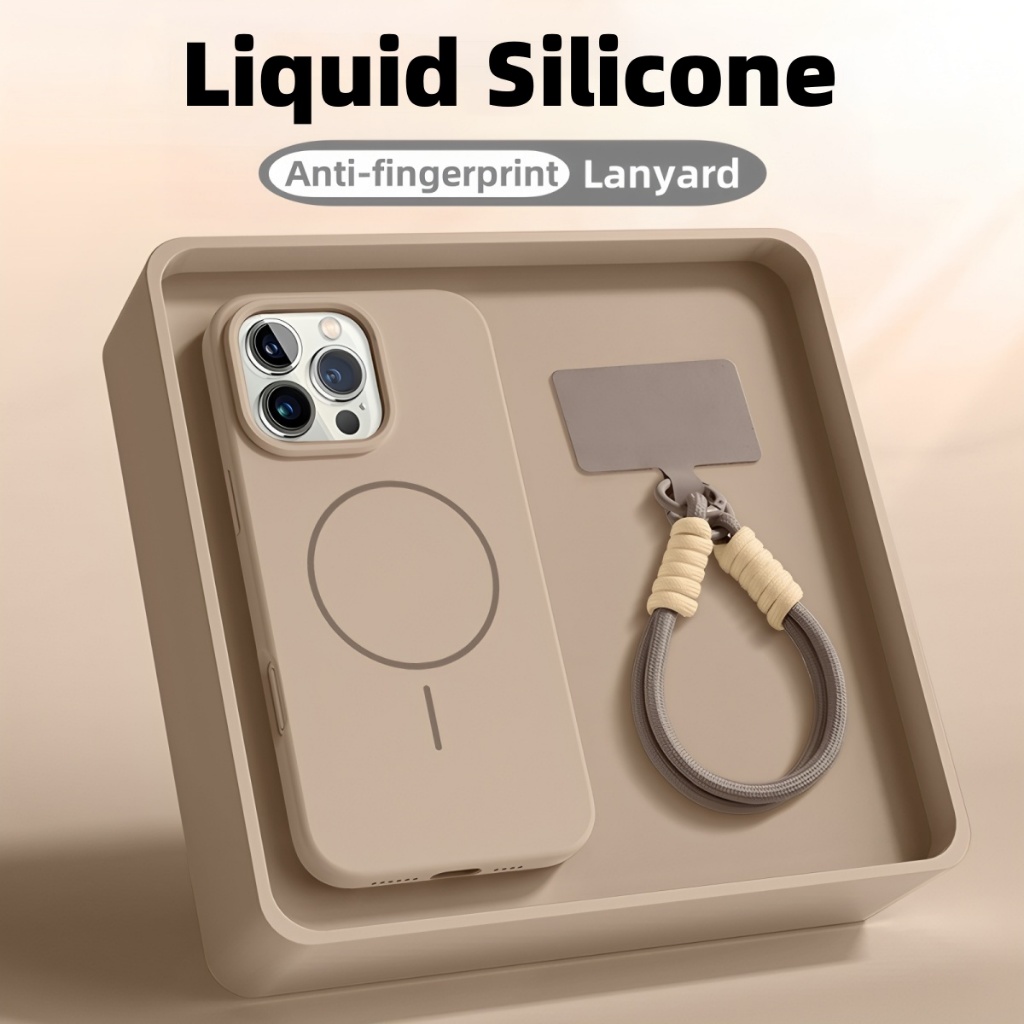 Ốp điện thoại mềm silicon chống vân tay mới mờ cho iPhone 16 15 14 13 12 11 Pro Max Ốp lưng Dây buộc 16pro sang trọng từ tính chống sốc 15pro Ốp lưng 13pro màu hồng - ảnh 5