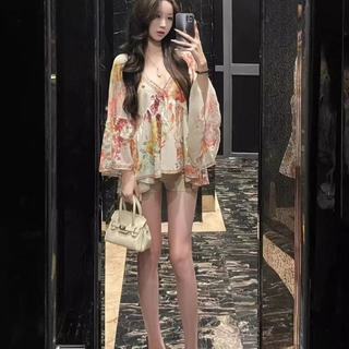 Áo sơ mi dài tay cổ chữ V dáng rộng phong cách Hàn Quốc dành cho nữ