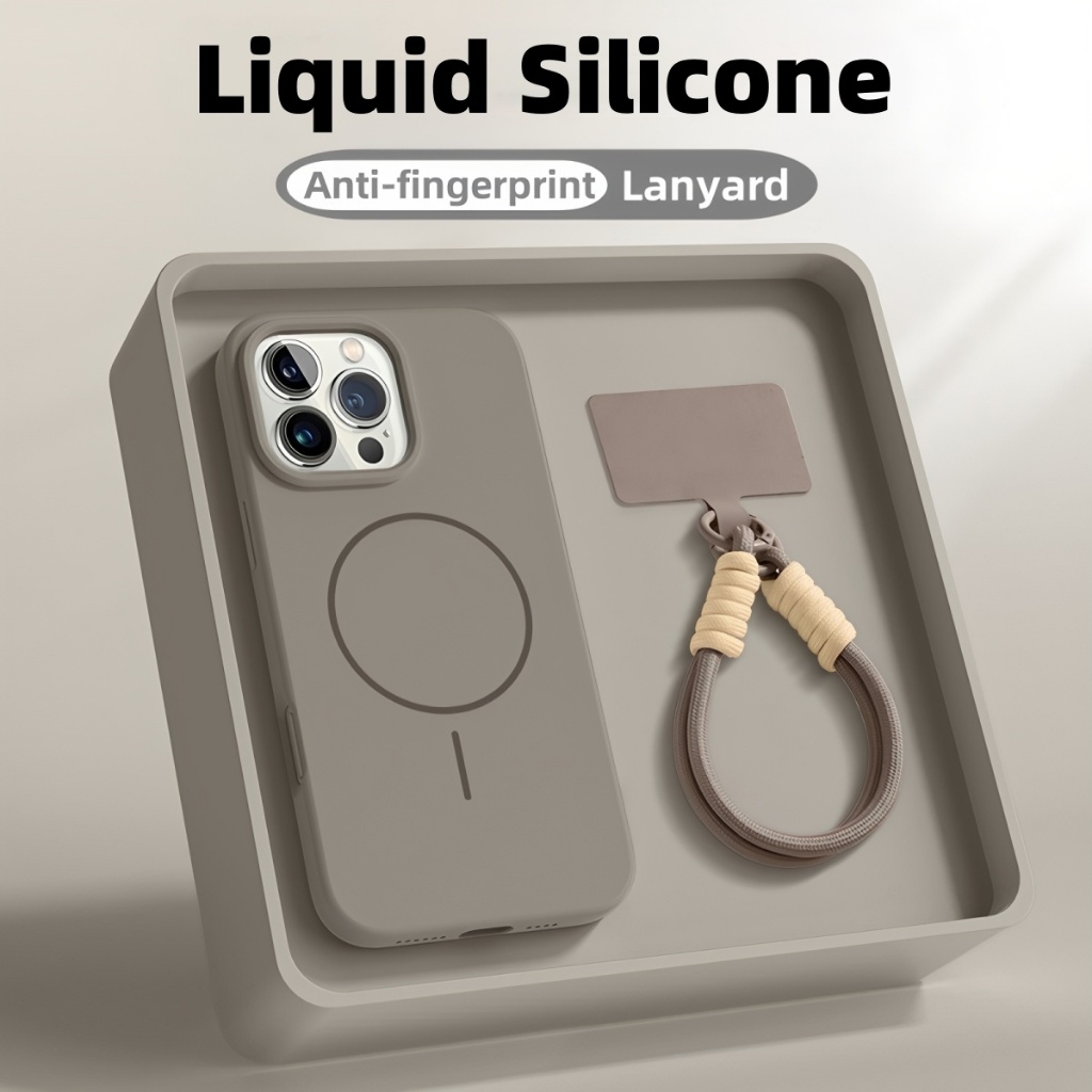 Ốp điện thoại mềm silicon chống vân tay mới mờ cho iPhone 16 15 14 13 12 11 Pro Max Ốp lưng Dây buộc 16pro sang trọng từ tính chống sốc 15pro Ốp lưng 13pro màu hồng - ảnh 3