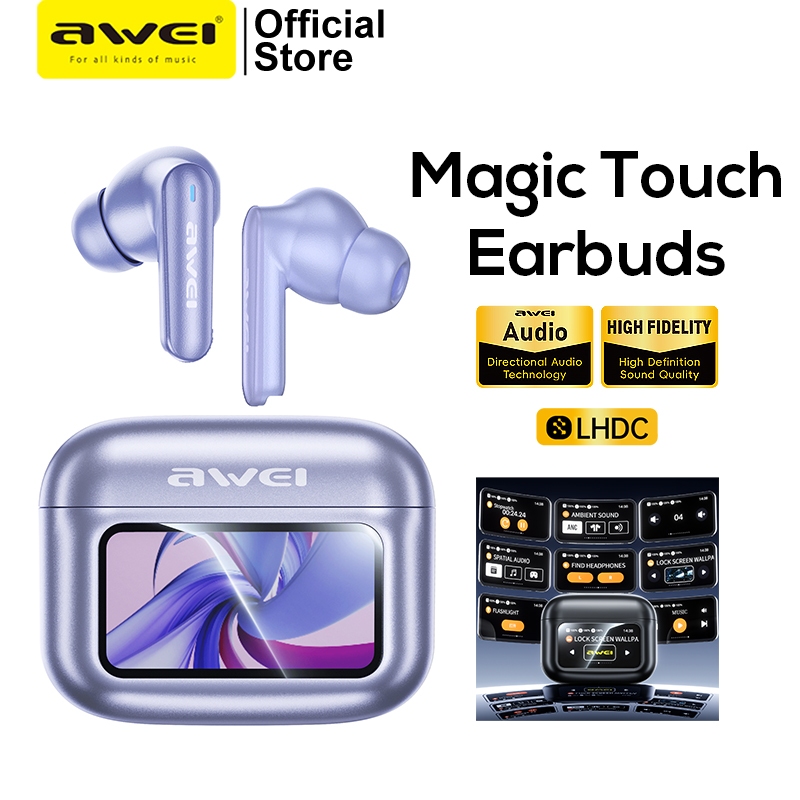 Ảnh Tai nghe Bluetooth Awei T56 chống ồn ANC+ENC màn hình cảm ứng thông minh có Mic HD chính hãng 1