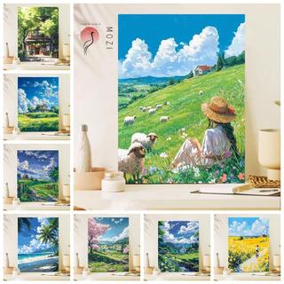 MOZI ✨40 * 50cm / 30 * 40cm Đạp xe giữa biển hoa tranh số hóa tranh tô màu theo số tranh sơn dầu số hoá bộ tô màu theo số tranh sơn dầu số hoá tranh số hóa theo yêu cầu tranh tô màu theo số theo yêu cầu