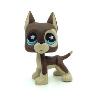 Littlest Pet Shop LPS 817 Great Dane Dog Brown Chocolate STAR Blue Eyes Đồ chơi cho chó con