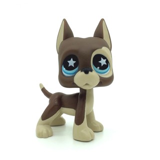 Littlest Pet Shop LPS 817 Great Dane Dog Brown Chocolate STAR Blue Eyes Đồ chơi cho chó con