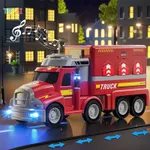 Temi Xe Ô Tô Đồ Chơi Xe Tải 9 Trong 1 Âm Nhạc Ánh Sáng Xe Tải Gara Ô Tô Di Động Bản Đồ Xây Dựng Đánh Dấu Quán Tính — ảnh 4