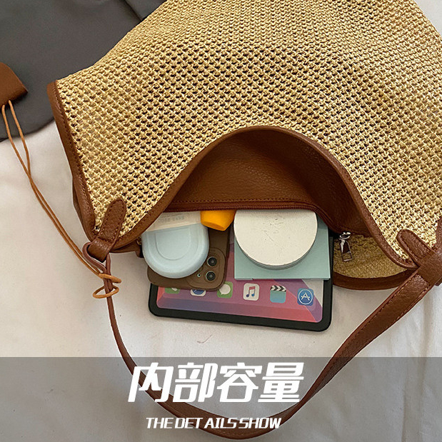 Túi rơm dệt tote lớn nữ, đeo chéo một vai, dung tích lớn, trẻ em nữ
