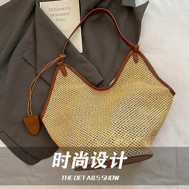 Túi rơm dệt tote lớn nữ, đeo chéo một vai, dung tích lớn, trẻ em nữ