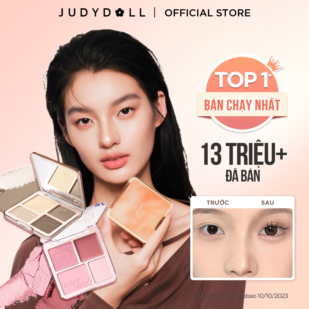 Ảnh Bảng Phấn Bắt Sáng Tạo Khối JUDYDOLL 4 Ô 9g Mỏng Nhẹ Mịn Chuẩn Màu Lâu Trôi Tạo Hiệu Ứng Highlight Bắt Sáng 3D Gloss Highlight & Contour Palette 1