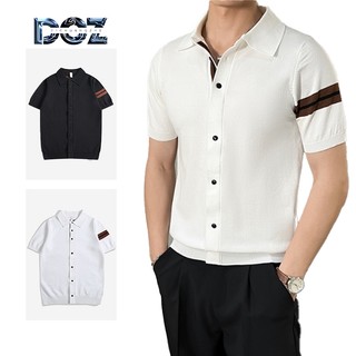 Áo thun Polo dệt kim nam thời trang DICHUANGZHE, Áo thun công sở thông thường màu trơn, Áo len Cardigan tay ngắn