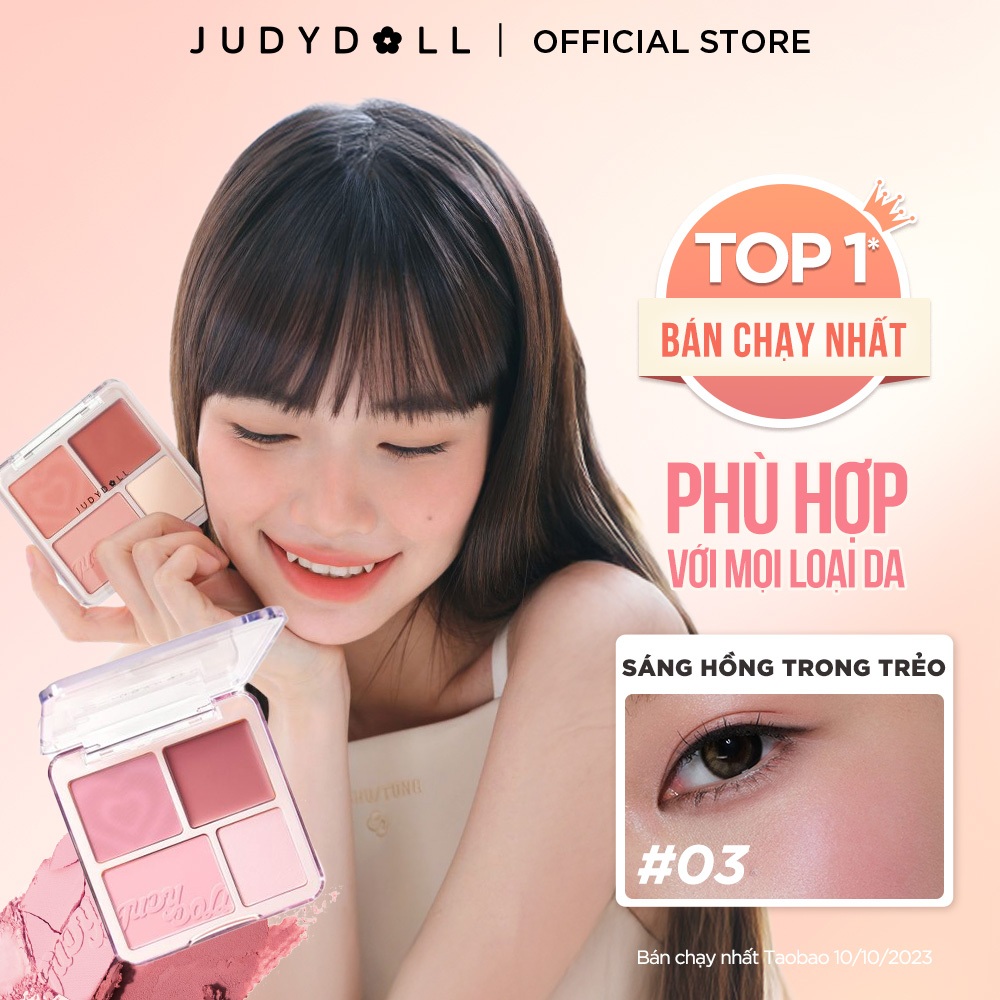 Ảnh Bảng Phấn Má Hồng Bắt Sáng JUDYDOLL 4 Ô Tông Lì Đa Năng Mềm Mịn Trang Điểm Tự Nhiên Lâu Trôi 1