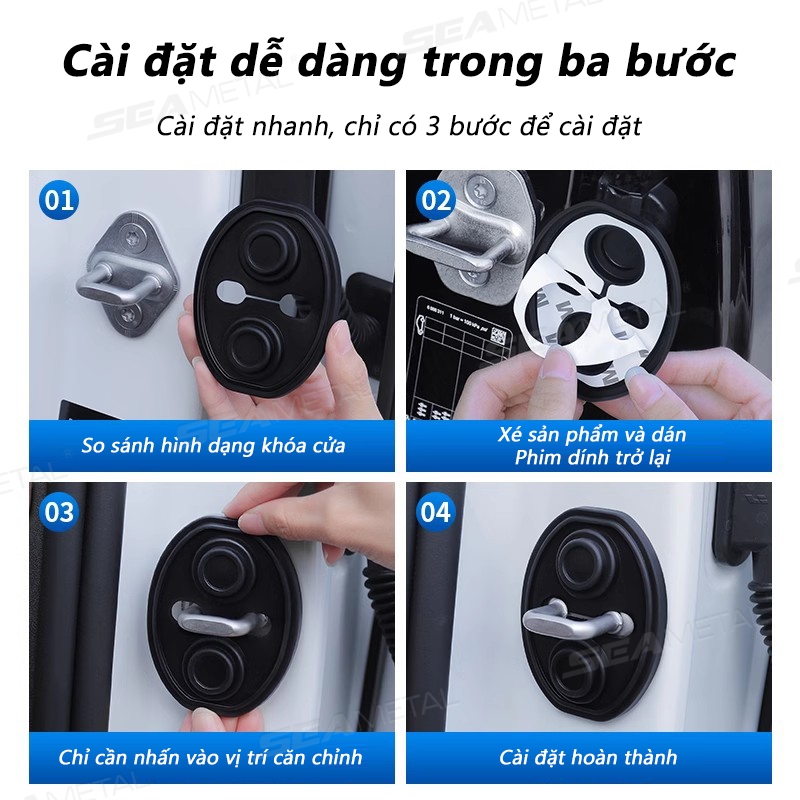 SEAMETAL 4 Cửa Ô Tô Im Lặng Miếng Lót Sốc Silicon Khóa Cửa Ô Tô Chống Va Chạm Vỏ Bảo Vệ Tấm Chống Sốc
