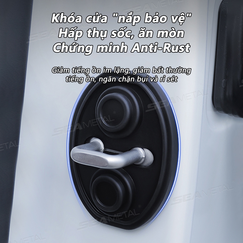 SEAMETAL 4 Cửa Ô Tô Im Lặng Miếng Lót Sốc Silicon Khóa Cửa Ô Tô Chống Va Chạm Vỏ Bảo Vệ Tấm Chống Sốc