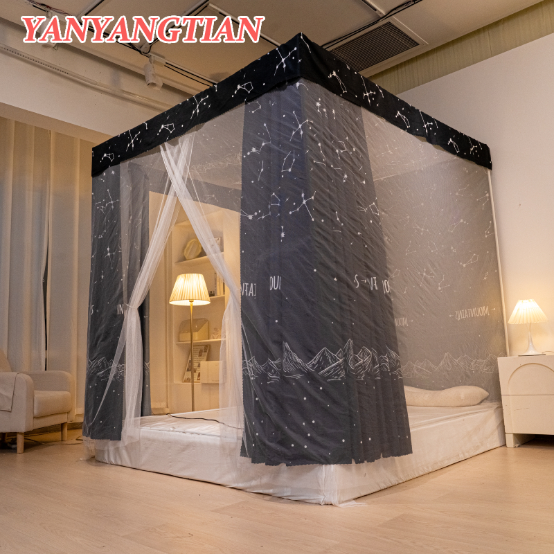YANYANGTIAN Màn chống muỗi sàn Bao gồm cả dấu ngoặc Lắp đặt không cần đục lỗ Với rèm che nắng H:1m8