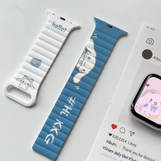 Dây đeo từ tính bằng silicon hình mèo KT dễ thương cho Apple Watch Ultra 46 / 44 / 40 / 49 / 45 / 41 / 42 / 38 / 45mm iwatch Series Ultra / 10 / 9 / 8 / 7 / 6 / 5 / 4 / 3 / 2 / 1