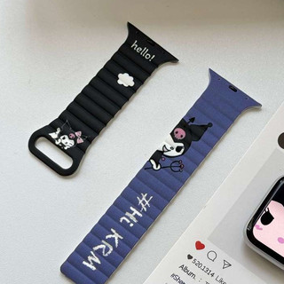 Dây đeo từ tính bằng silicon hình mèo KT dễ thương cho Apple Watch Ultra 46 / 44 / 40 / 49 / 45 / 41 / 42 / 38 / 45mm iwatch Series Ultra / 10 / 9 / 8 / 7 / 6 / 5 / 4 / 3 / 2 / 1