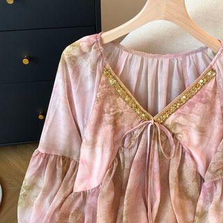 Áo sơ mi dài tay cổ chữ V kiểu Hàn Quốc dành cho nữ
