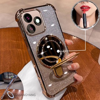 Ốp Lưng Cho Redmi note 14 5G note 14 Pro 5G note 14 Pro Plus 5G Ốp Điện Thoại Mạ Điện flash Thẩm Mỹ Thiết Kế Mới Giá Đỡ Điện Thoại Có Hiệu Ứng Gương Silicon TPU Mềm