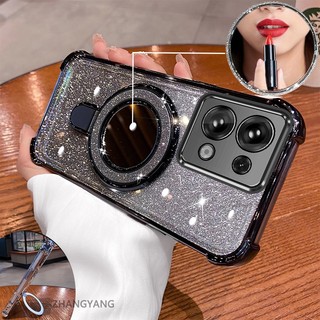 Ốp Lưng Cho Redmi note 13 note 13 Pro Thẩm Mỹ flash Mạ Điện Vỏ Điện Thoại Thiết Kế Mới Giá Đỡ Điện Thoại Có Hiệu Ứng Gương Silicon TPU Mềm