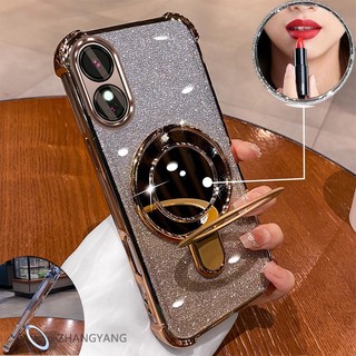 Ốp Lưng Cho OPPO reno 8T 4G reno 8T 5G Thẩm Mỹ flash Mạ Điện Ốp Lưng Điện Thoại Thiết Kế Mới Giá Đỡ Điện Thoại Có Hiệu Ứng Gương Silicon TPU Mềm