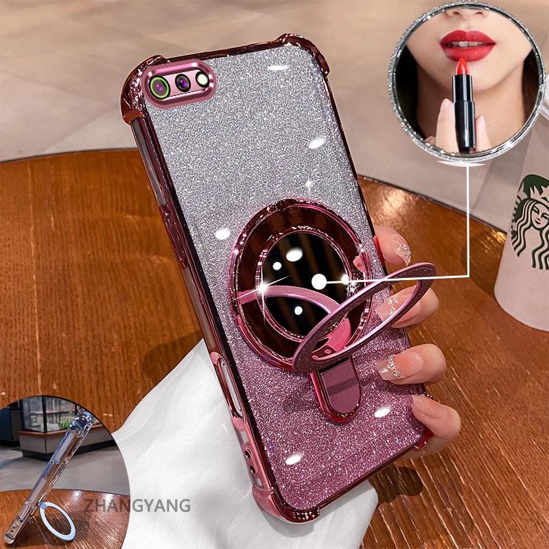 Ốp lưng Realme C2 hiệu ứng flash mạ điện, gương, silicon TPU chống sốc kèm giá đỡ