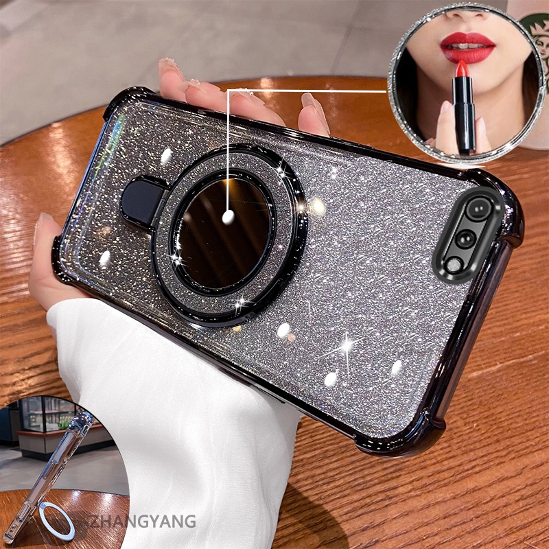 Ốp lưng Realme C2 hiệu ứng flash mạ điện, gương, silicon TPU chống sốc kèm giá đỡ
