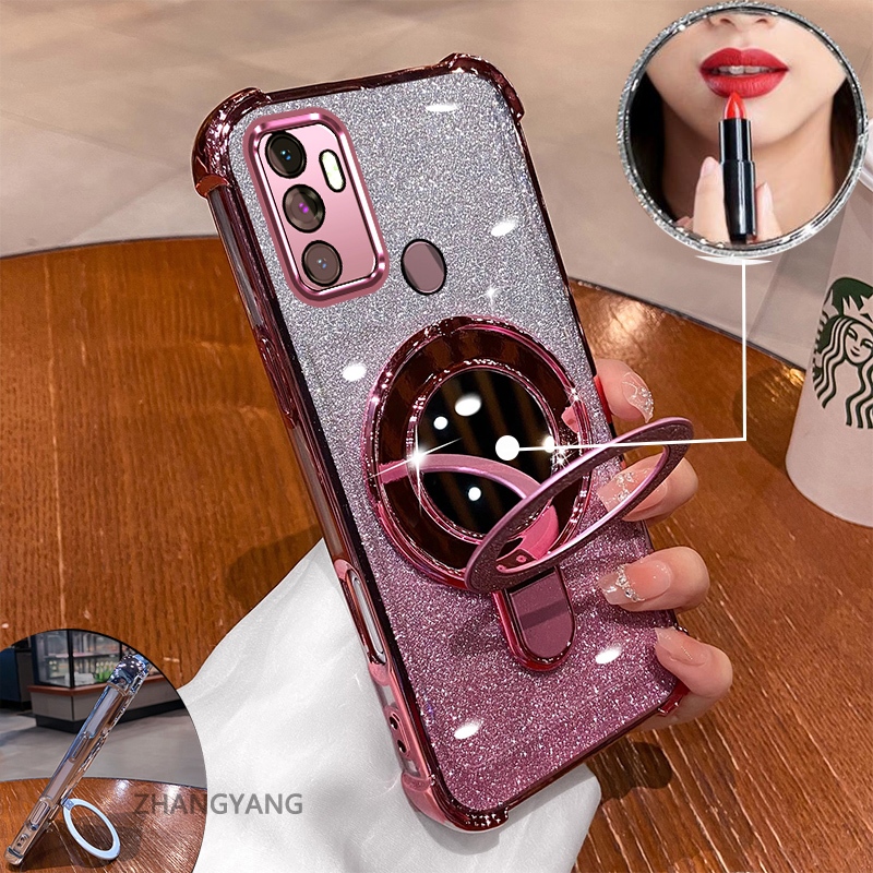 Ốp Lưng OPPO A53 2020/A33, mạ điện hiệu ứng gương, silicon TPU chống sốc kèm giá đỡ