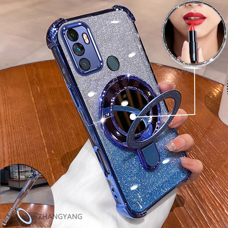 Ốp Lưng OPPO A53 2020/A33, mạ điện hiệu ứng gương, silicon TPU chống sốc kèm giá đỡ