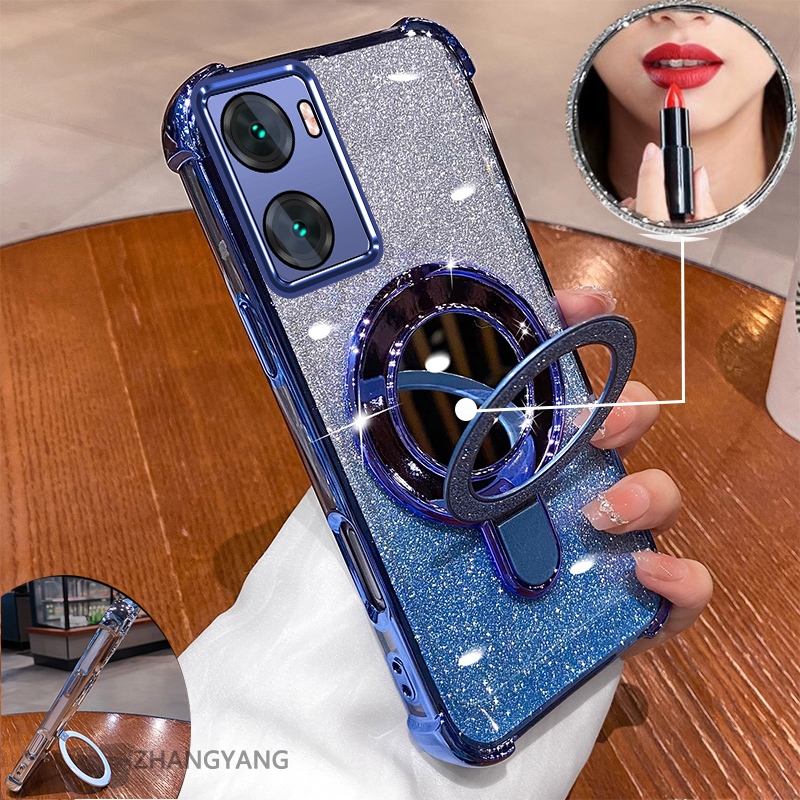Ốp OPPO A57 4G 2022 / A57 5G 2022 / A77 / A77s mạ điện, hiệu ứng gương, giá đỡ, silicone TPU chống sốc