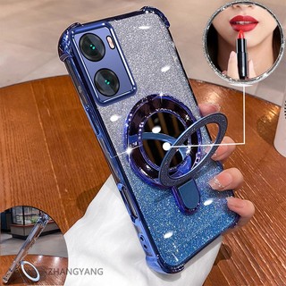 Ốp Lưng Cho OPPO A57 4G 2022 A57 5G 2022 A77 A77s Vỏ Điện Thoại Mạ Điện flash Thẩm Mỹ Thiết Kế Mới Giá Đỡ Điện Thoại Có Hiệu Ứng Gương Silicon TPU Mềm