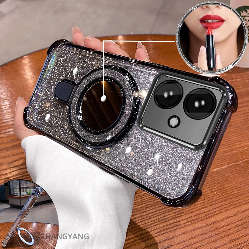 Ốp OPPO Reno 11F 5G mạ điện hiệu ứng gương, silicon TPU chống sốc kèm giá đỡ