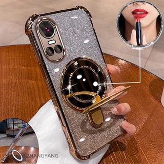 Ốp Lưng Cho OPPO RENO 10 5G RENO 10 Pro 5G Vỏ Điện Thoại Mạ Điện flash Thẩm Mỹ Thiết Kế Mới Giá Đỡ Điện Thoại Có Hiệu Ứng Gương Silicon TPU Mềm