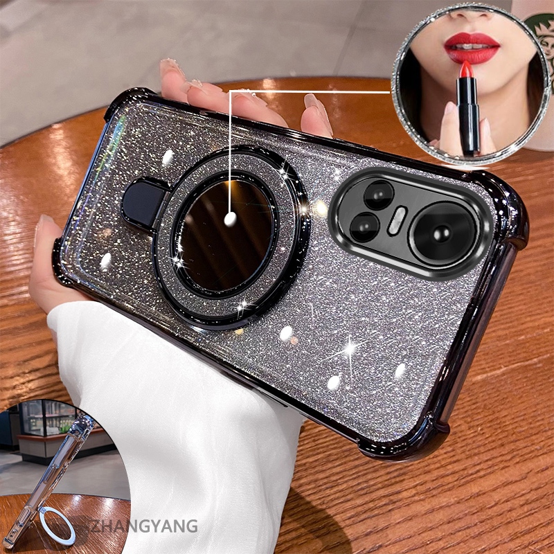 Ốp OPPO RENO 10 5G / RENO 10 Pro 5G, mạ điện thẩm mỹ, hiệu ứng gương, giá đỡ, silicone TPU chống sốc