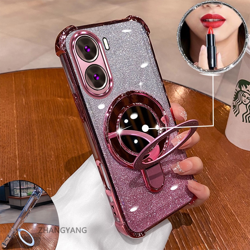 Ốp cho OPPO RENO 11 5G/RENO 11 Pro 5G, mạ điện, gương, giá đỡ, silicon TPU chống sốc