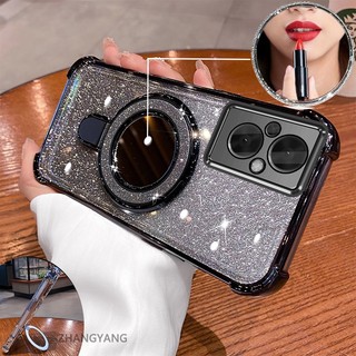 Ốp Lưng Cho OPPO RENO 7Z 5G RENO 8Z 5G Vỏ Điện Thoại Mạ Điện flash Thẩm Mỹ Thiết Kế Mới Giá Đỡ Điện Thoại Có Hiệu Ứng Gương Silicon TPU Mềm