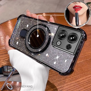 Ốp Lưng Cho OPPO Reno 9 5G Reno 9 Pro 5G Vỏ Điện Thoại Mạ Điện flash Thẩm Mỹ Thiết Kế Mới Giá Đỡ Điện Thoại Có Hiệu Ứng Gương Silicon TPU Mềm