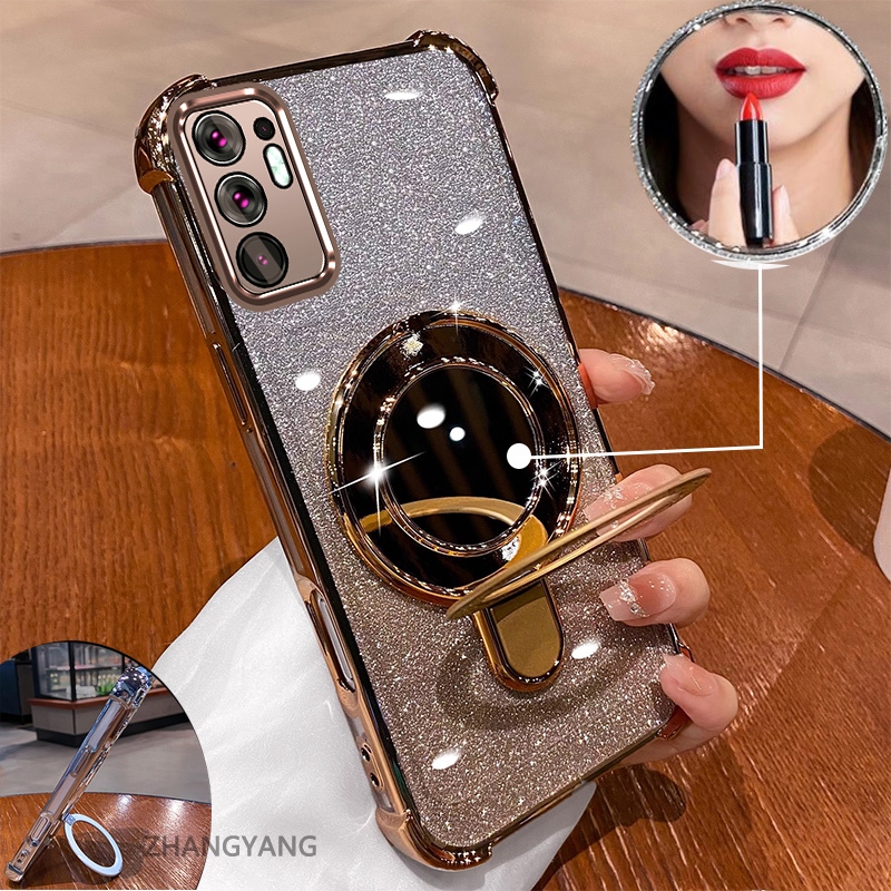 Ốp điện thoại OPPO Reno 6 5G mạ điện, hiệu ứng gương, giá đỡ, silicon TPU chống sốc
