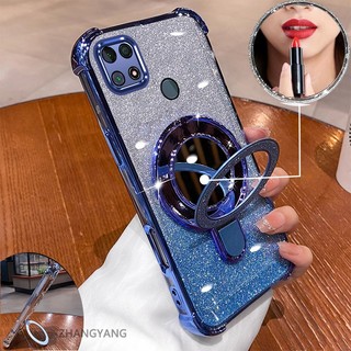 Ốp Lưng Cho Poco C40 Thẩm Mỹ flash Mạ Điện Ốp Lưng Điện Thoại Thiết Kế Mới Giá Đỡ Điện Thoại Có Hiệu Ứng Gương Silicon TPU Mềm
