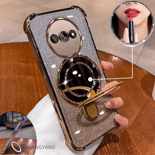 Ốp Lưng Cho Redmi A3 Thẩm Mỹ flash Mạ Điện Ốp Lưng Điện Thoại Thiết Kế Mới Giá Đỡ Điện Thoại Có Hiệu Ứng Gương Silicon TPU Mềm