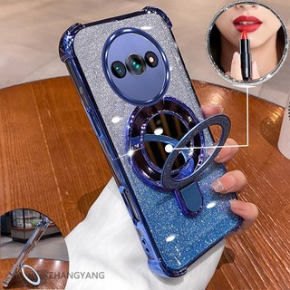 Ốp Lưng Cho Redmi A3 Thẩm Mỹ flash Mạ Điện Ốp Lưng Điện Thoại Thiết Kế Mới Giá Đỡ Điện Thoại Có Hiệu Ứng Gương Silicon TPU Mềm