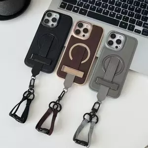 Thời Trang Sang Trọng Da Dây Đeo Cổ Tay Bao Da Cho iPhone 16 Pro Max Vỏ Điện Thoại iPhone 16 15 14 13 12 11 Pro Max 13Mini 14Plus XSMAX XR Vỏ Đeo Ngang Chống Sốc